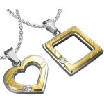 Šperky eshop Ocelový přívěsek pro zamilované čtverec srdce zirkon R2.4 – Zboží Mobilmania