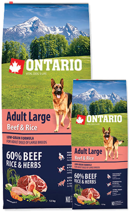 Ontario Adult Large Beef & Rice 12 kg od 1 248 Kč - Heureka.cz