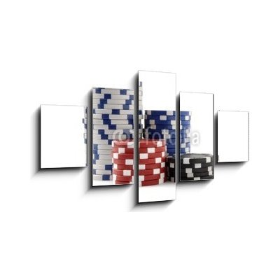 Obraz 5D pětidílný - 125 x 70 cm - Casino Chips, Poker Chips Kasinové čipy, pokerové žetony