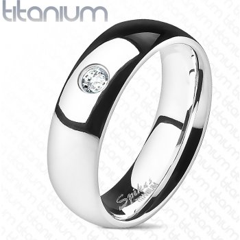 Šperky eshop prsten z titanu s čirým zirkonem hladký k17.7