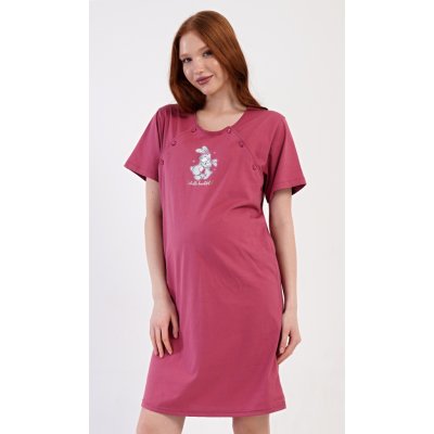 Dámská noční košile mateřská Zajíčci vínová – Zboží Mobilmania