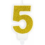 PartyDeco Narozeninová svíčka 5 zlatá 7cm – Zboží Dáma