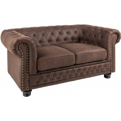 Interior DE Chesterfield II 2M 150 cm vintage hnědá mikrovlákno POH40653 – Zboží Mobilmania