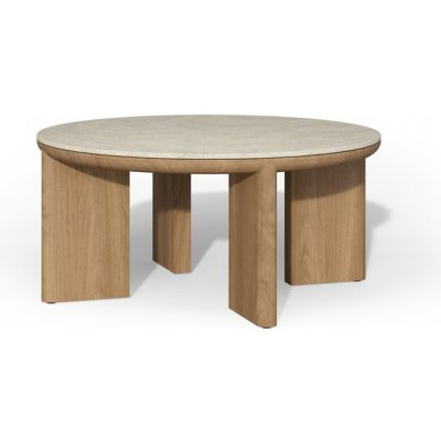 Tribu Nízký stolek Amanu, kulatý 90x35 cm, rám teak, deska keramika dekor scisto – Hledejceny.cz