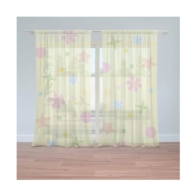 Sablio Záclony Květiny na žluté: 2ks 150x250cm – Hledejceny.cz