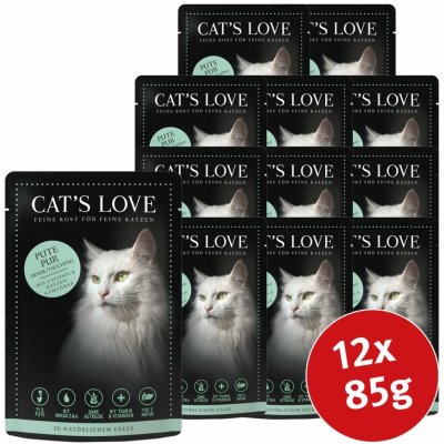 Cat's Love s čistým krůtím masem lososovým olejem a rozrazilem rozekvítkem 12 x 85 g