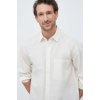 Pánská Košile Calvin Klein košile ze směsi lnu relaxed s klasickým límcem béžová