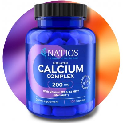 Natios Chelated Calcium Complex - Vápník s vitamíny D3 a K2 MK-7 100 kapslí – Hledejceny.cz