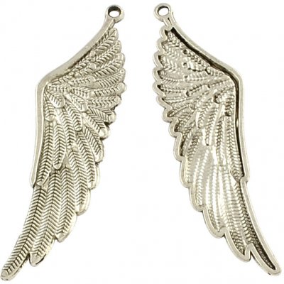 Andělská křídla - přívěsek - velká - starostříbrná - 61,3 x 17,2 x 2 mm - 1 ks