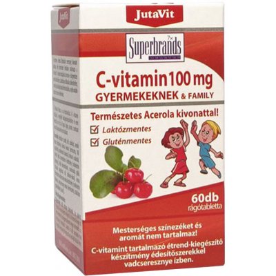 JutaVit Vitamin C 100 mg with Natural Acerola Extract For Kids Wild Cherry 60 žvýkacích tablet – Hledejceny.cz