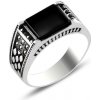 Prsteny Olivie Pánský stříbrný prsten ONYX 5704