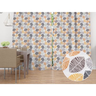 Biante Dekorační závěs Leona LN-136 Hnědé a oranžové lístky 130x140 cm – Zboží Mobilmania
