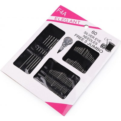 Sada ručních jehel + navlékač Varianta: nikl, Balení: 1 karta – Zboží Mobilmania