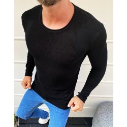 Basic pánský svetr s dvojí texturou úpletu wx1587 černý