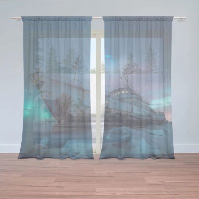 Sablio Záclony Vrak lodi při polární záři: 2ks 150x250cm – Hledejceny.cz