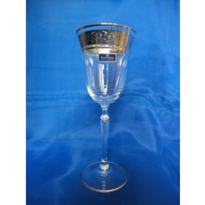 Crystalex Skleničky na víno Kleopatra,Čiré sklo zdobené zlatem a platinou 6 ks 360 ml