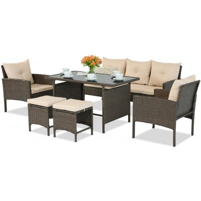 Garden Point GAP231 Zahradní technorattanový nábytek Bari 7 hnědý – Zboží Dáma