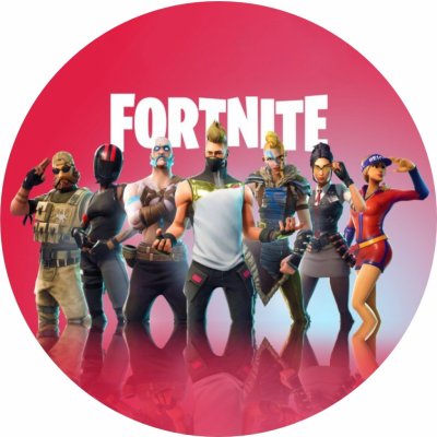 Jedlý tisk FORTNITE ● materiál: FONDÁNOVÝ DECORLIST ✴️, ● velikost: průměr 20 cm ☝ – Zboží Mobilmania