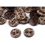 Knoflík kokosový přírodní 15mm - kvítky – Sleviste.cz