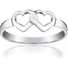 SILVEGO Stříbrný prsten dvojité srdce PRMR11433