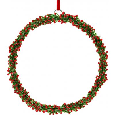 WURM Skleněný vánoční věnec 20 cm zeleno-červený kruh – Zboží Dáma