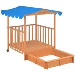 shumee Dětský domeček s pískovištěm jedlové dřevo modrý UV50 – Sleviste.cz