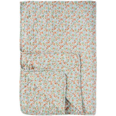 Prošívaná deka/přehoz Ib Laursen s modro rezavými kvítky 180x130 cm – Zboží Dáma
