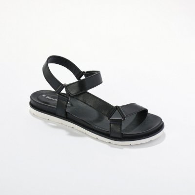 Blancheporte Sportovní sandály na suchý zip, kůže s certifikátem LWG černá
