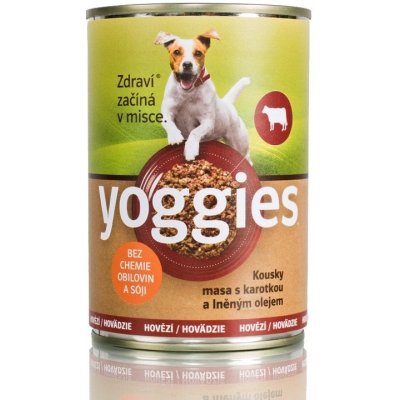Yoggies s.r.o. Hovězí konzerva pro psy s karotkou a lněným olejem Yoggies 400 g