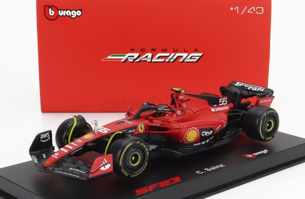 Signature BBurago Model Scuderia Ferrari SF-23 55 Carlos Sainz 2023 1:43