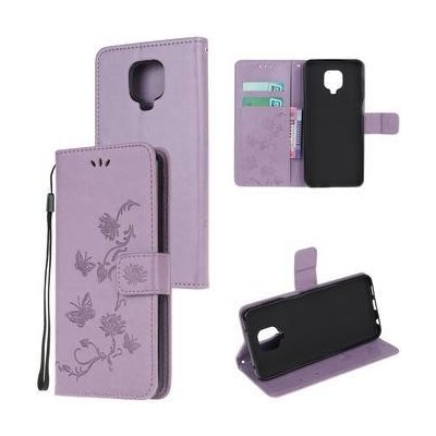 Flowers PU kožené peněženkové Xiaomi Redmi Note 9 Pro/Note 9S fialové – Zboží Živě