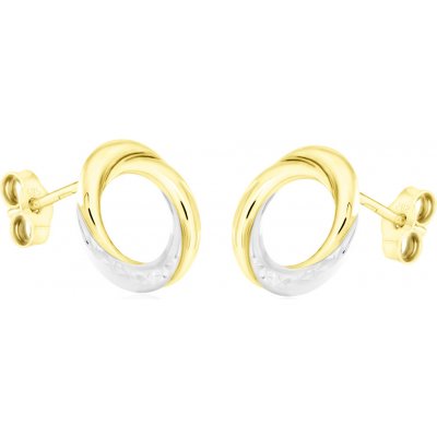 Gemmax Jewelry Minimalistické náušnice kroužky ze žluto-bílého zlata na puzetu GLECN-01568 – Zbozi.Blesk.cz