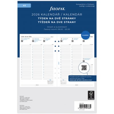 Filofax kalendář A5 2026 ČJ+SJ týden/2 stránky – Hledejceny.cz