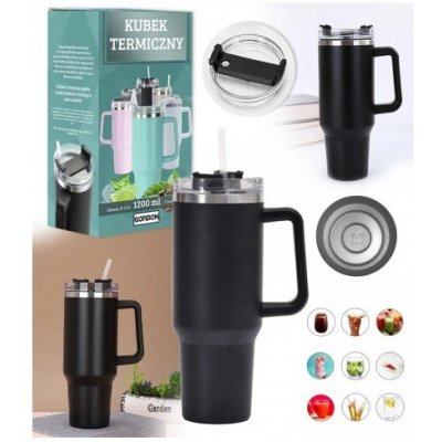 Termohrnek 1200ml s brčkem Barva: černá – Hledejceny.cz