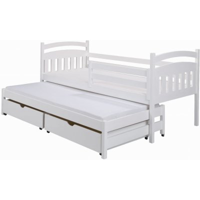 DP - Detske postele Marcel s výsuvným lůžkem a úložným prostorem Barva Bílá – Zboží Mobilmania