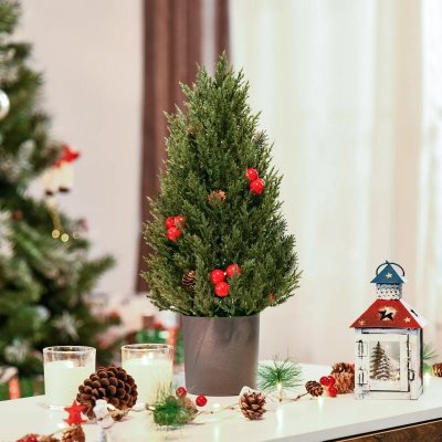 HOMCOM Vánoční mini stromek s šíškami ∅27 x 47 cm zelený – Hledejceny.cz