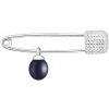 Brož Gaura Pearls stříbrná brož s černou perlou Spínací špendlík SK19400BR/B Černá