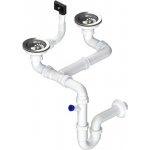 Dvousifon 3 1/2" pro nerez. dřezy s úsporou místa a s exc. ovladačem (hranatý) – Sleviste.cz