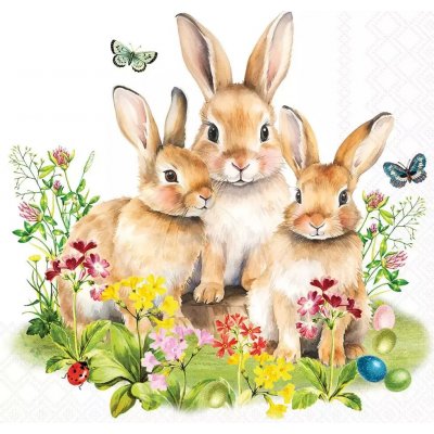 Ambiente Europe BV Ubrousek 33x33cm Králičí rodina 1ks – Zboží Mobilmania