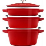Sada litinový hrnec,kastrol a pánev s poklicí 24cm SET/4ks červená – Zboží Dáma Sada litinový hrnec,kastrol a pánev s poklicí 24cm SET/4ks červená – Zboží Dáma