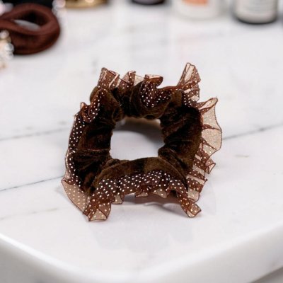Scrunchie gumička do vlasů hnědá 21869 – Sleviste.cz