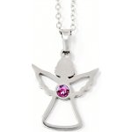 Evolution Group Ocelový náhrdelník anděl se Swarovski krystaly růžový 42043.3 – Zboží Dáma