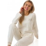 Dámské pyžamo béžové s kočičí hlavou a pruhy - teplé 1TB0124 béžová S – Zbozi.Blesk.cz