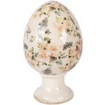 Clayre & Eef Béžové keramické vajíčko na podstavci s růžemi Rosina XL Ø 17*28 cm – Hledejceny.cz