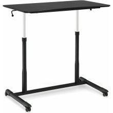 GIANTEX Stůl 70-106 cm výškově nastavitelný, počítačový stůl s kolečky, boční stůl na notebook, pracovní stůl s ruční klikou, stůl na notebook do pracovny (černý)