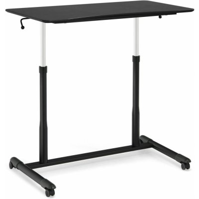 GIANTEX Stůl 70-106 cm výškově nastavitelný, počítačový stůl s kolečky, boční stůl na notebook, pracovní stůl s ruční klikou, stůl na notebook do pracovny (černý) – Zboží Mobilmania