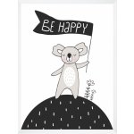 Plakát Be happy k narozeninám 40X50 cm + bílý rám