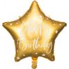 Balónek Fóliový balónek Hvězda Happy Birthday zlatý