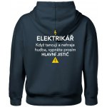 Elektrikář hlavní jistič Nápis na zádech Oversized mikina dámská Moon kratší + širší Námořní modrá velmi tmavá téměř černá – Zboží Dáma