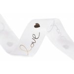 Monofilová stuha s metalickým potiskem love šíře 25 mm, velké, 1 bílá zlatá – Zboží Dáma